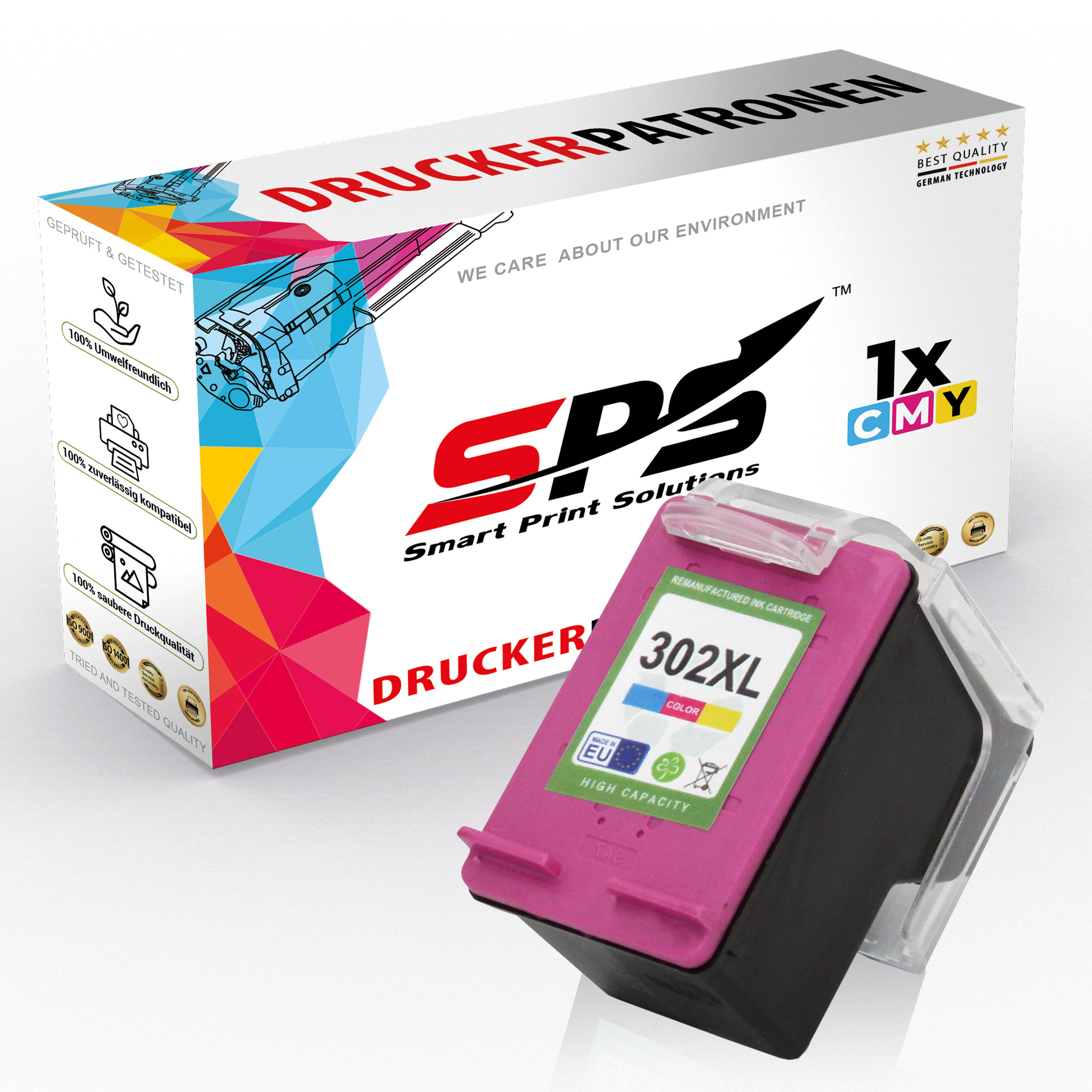 Tintenpatronenbox und eine Patrone. Die Patrone ist rosa und schwarz.