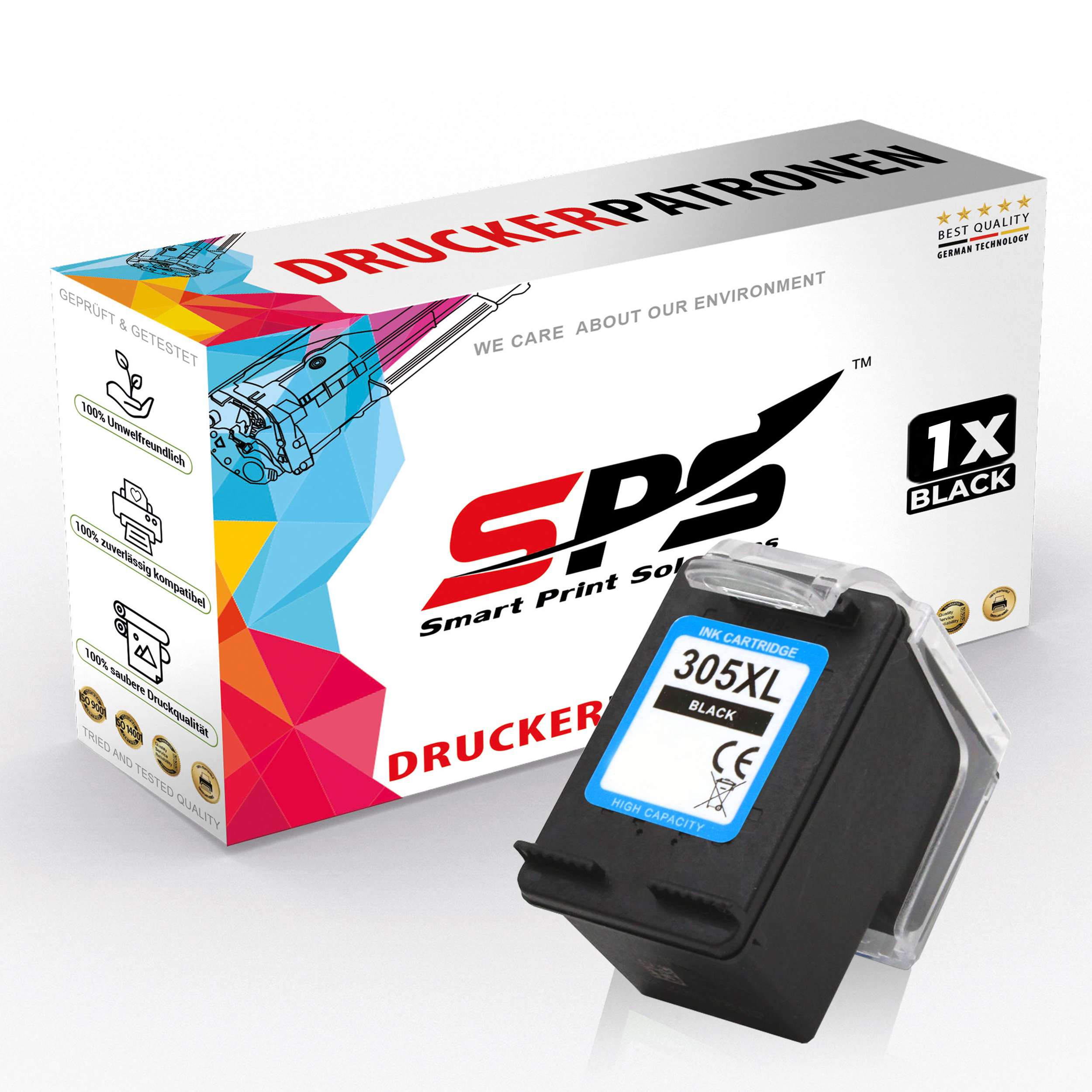 SPS S-15811 Tintenpatrone Schwarz (3YM62AE#ABE 305XL 4132) Plus Deskjet 