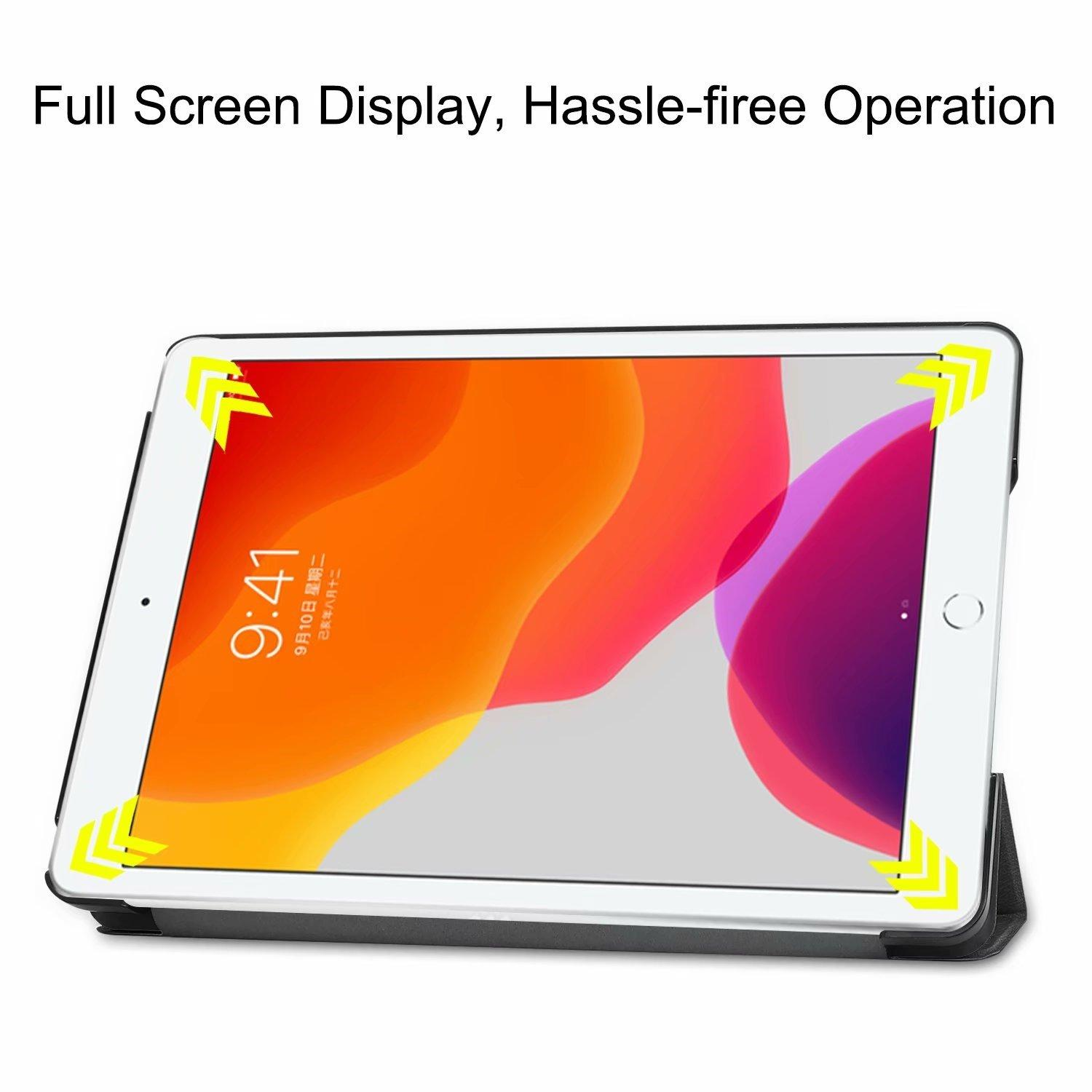 INF iPad 10.2/10.5 Zoll mit Cover Smart Cover TPU-Leder Tabletthülle Flip für Case Mikrofaser-Futter, iPad-Hülle weichem Apple schwarz