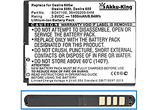 AKKU-KING Akku kompatibel mit HTC 35H00209-04M Li-Ion Handy-Akku, 3.8 Volt, 1800mAh
