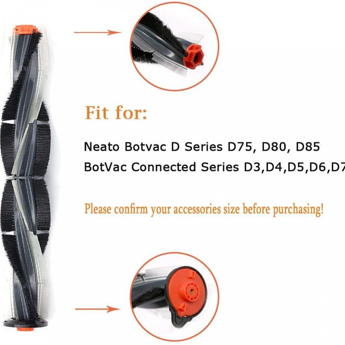 Szczotka rolkowa do odkurzacza, z tekstem wskazującym na kompatybilność z serią Neato Botvac.