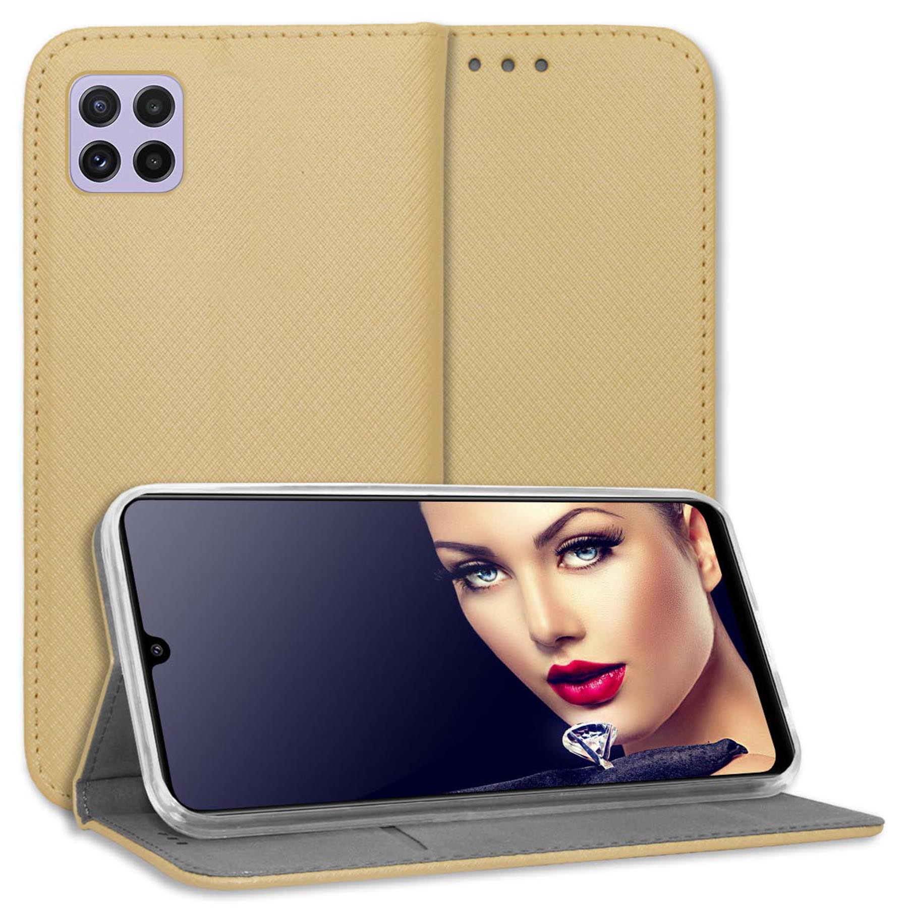 MTB MORE ENERGY Smart Magnet 5G, Klapphülle, A22 Bookcover, Gold Samsung, Galaxy