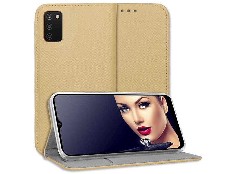MTB MORE ENERGY Smart Magnet Klapphülle, Bookcover, Samsung, Galaxy A03S, Gold