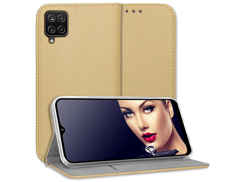 Magnet Galaxy A22 Samsung, Bookcover, Klapphülle, Smart ENERGY MORE MTB 4G, Gold
