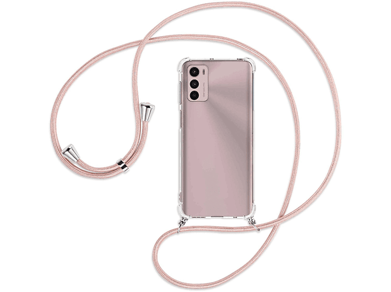 G42, Moto / Motorola, Silber Kordel, Rosegold mit Backcover, MTB ENERGY Umhänge-Hülle MORE