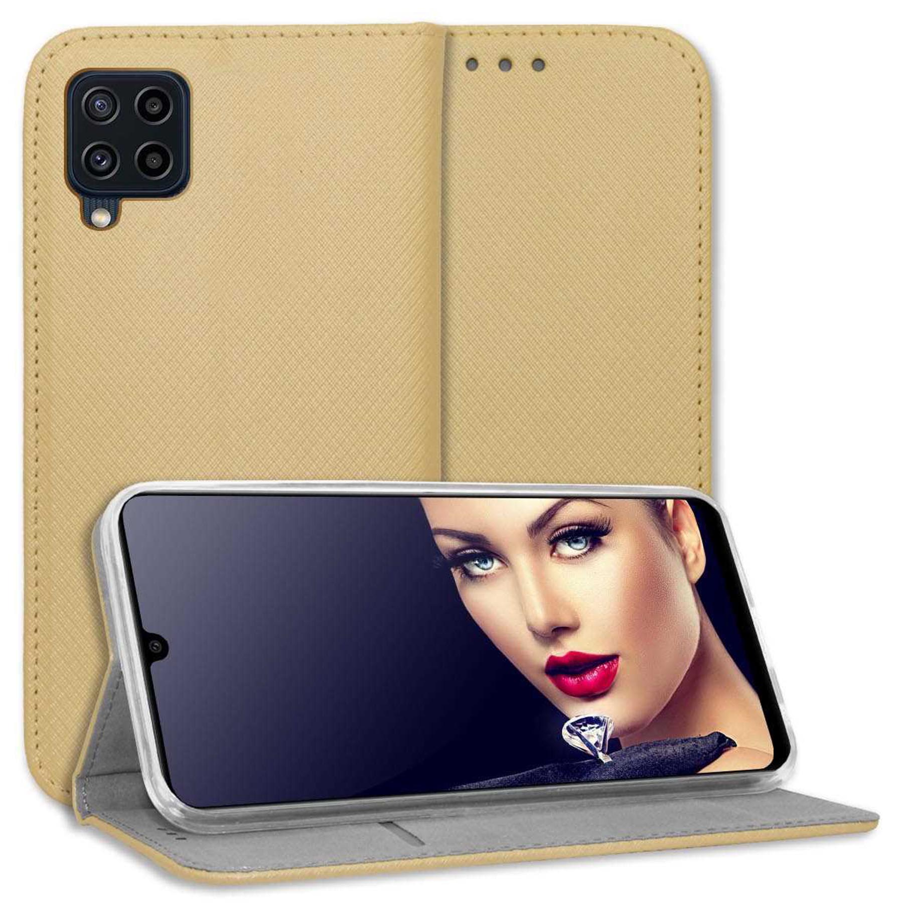 MORE Smart Bookcover, Gold ENERGY Magnet Klapphülle, A16, A54s, MTB Oppo, A16s,