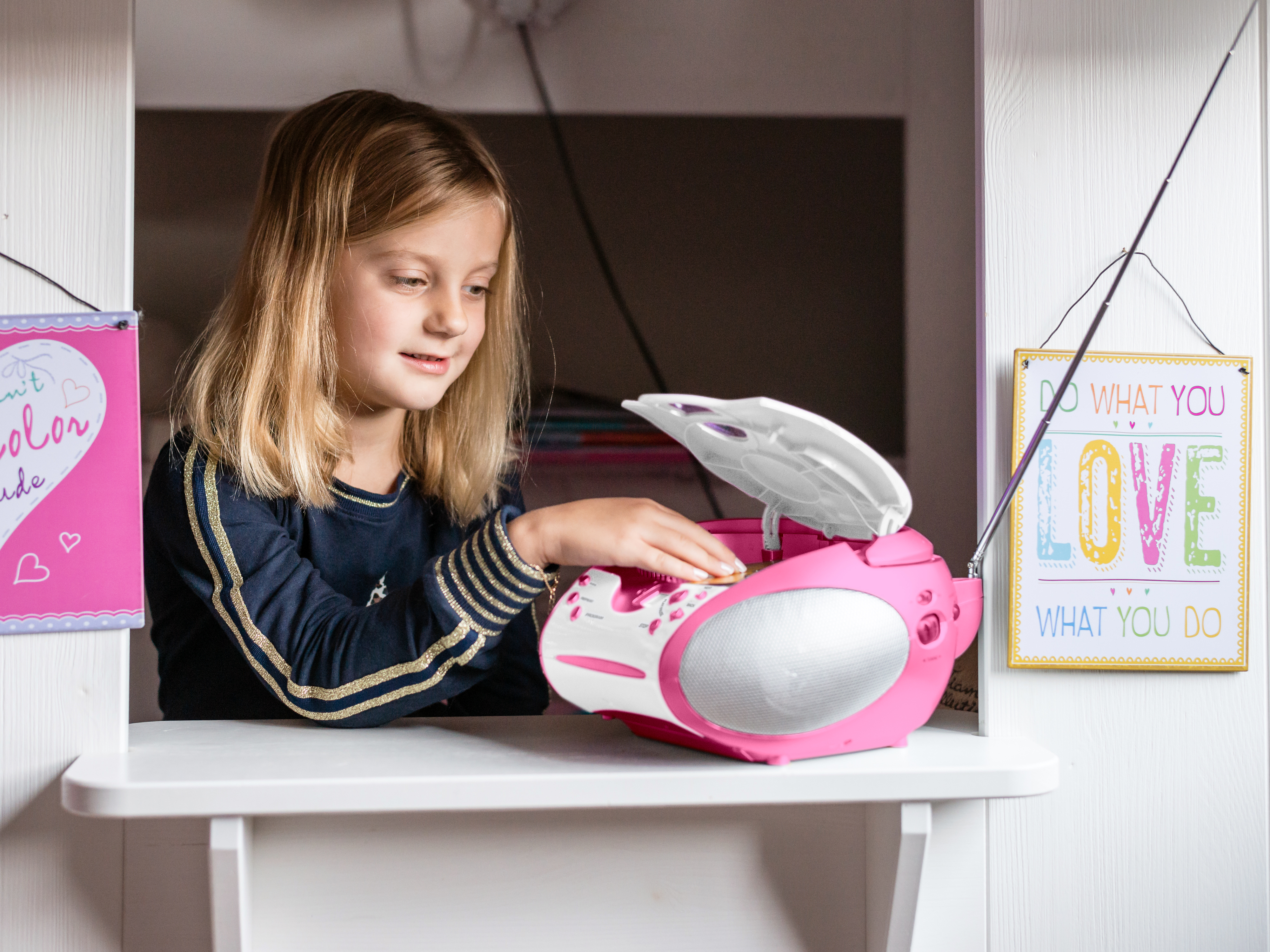 Radio LENCO SCD-24PK kids Różowy, Biały