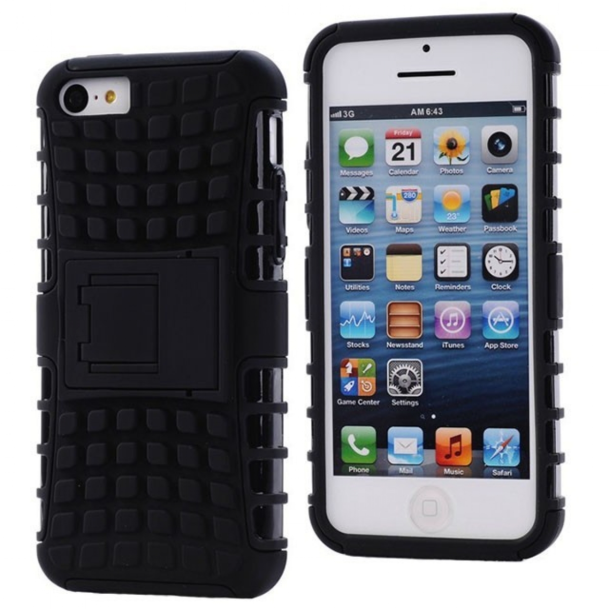 CASEONLINE iPhone Schwarz Apple, 2i1, 4, Backcover,