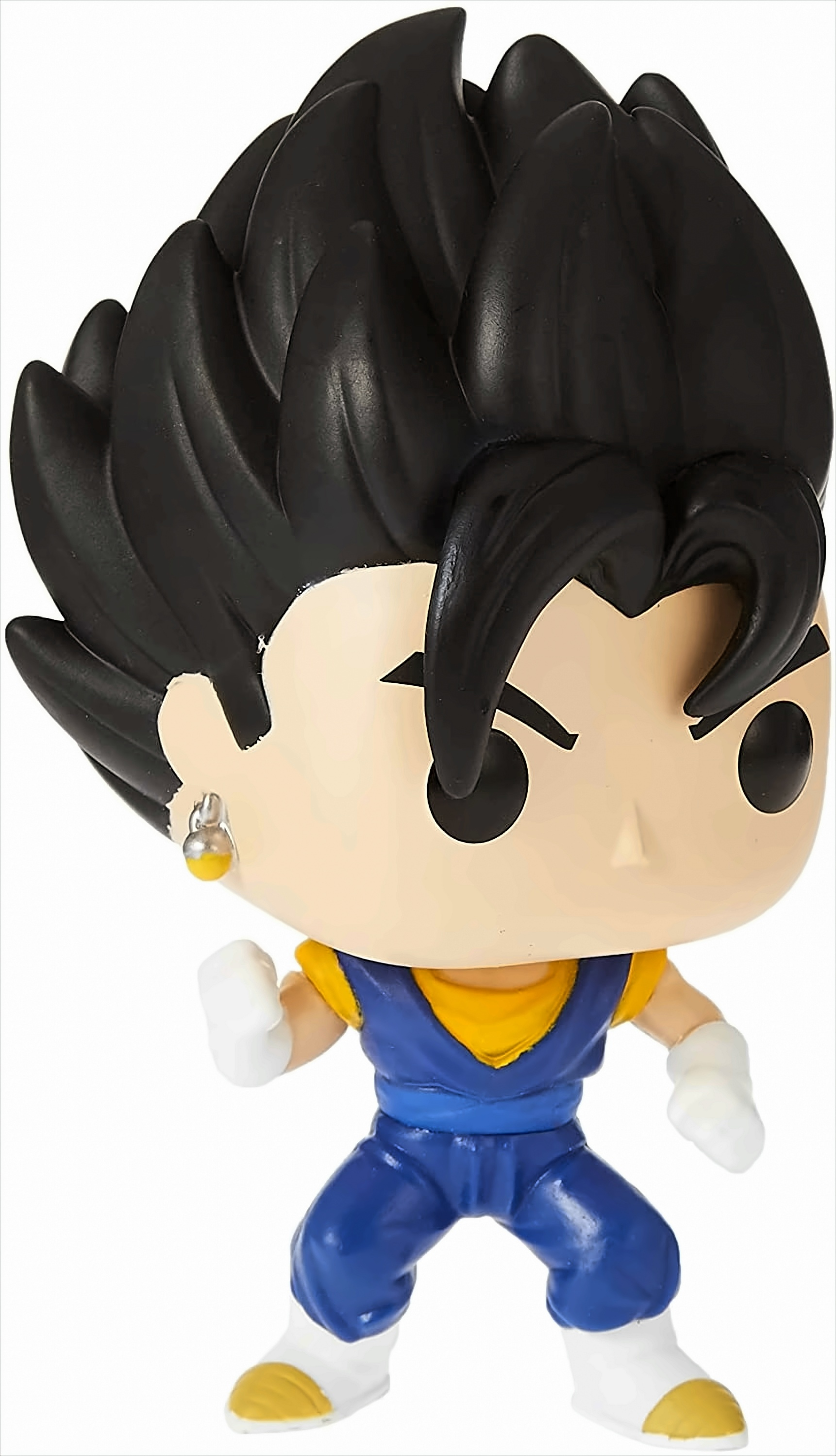Una figura Funko Pop di un personaggio anime dai capelli neri con un abito blu e giallo.