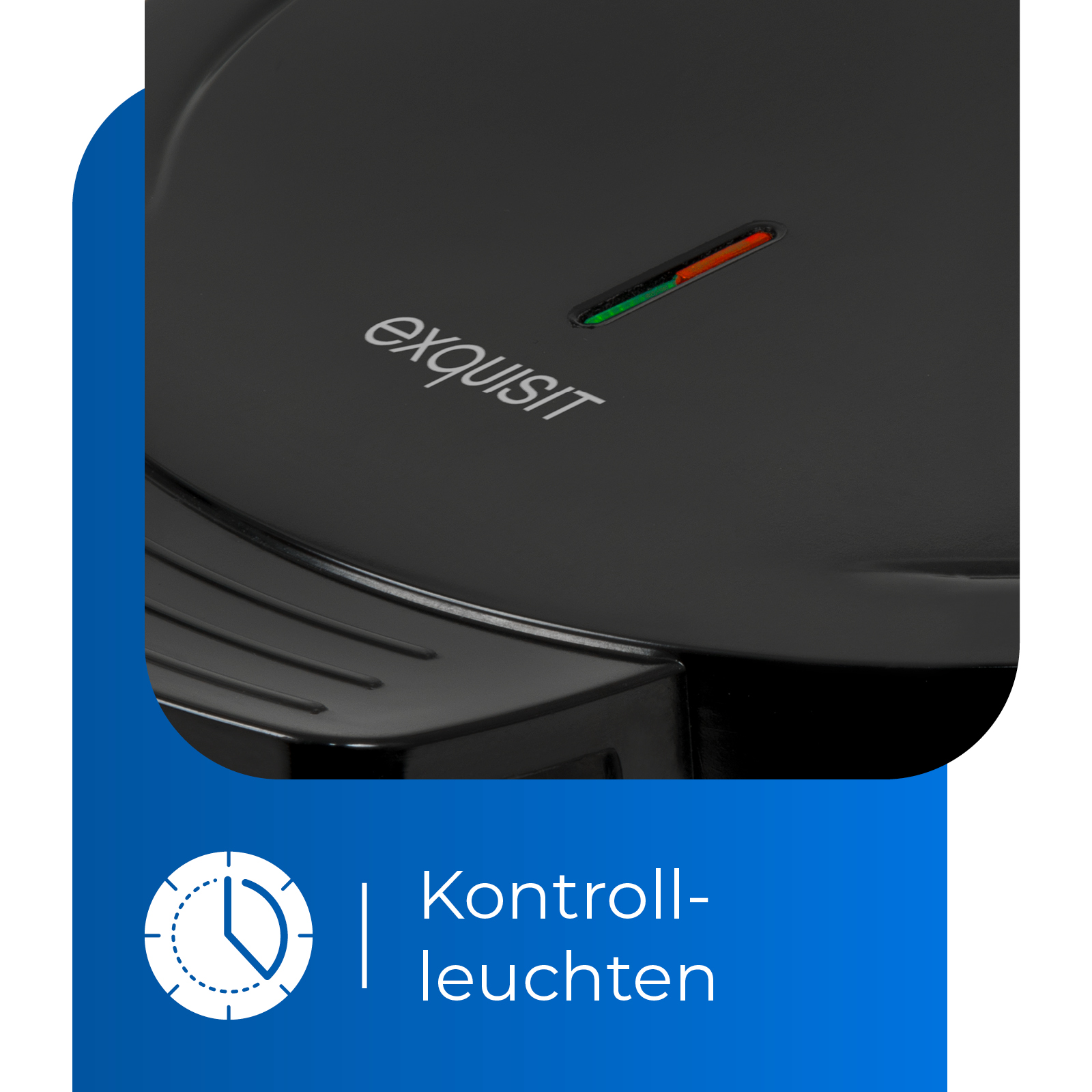 Nahaufnahme eines schwarzen Geräts mit einer Kontrollleuchte.