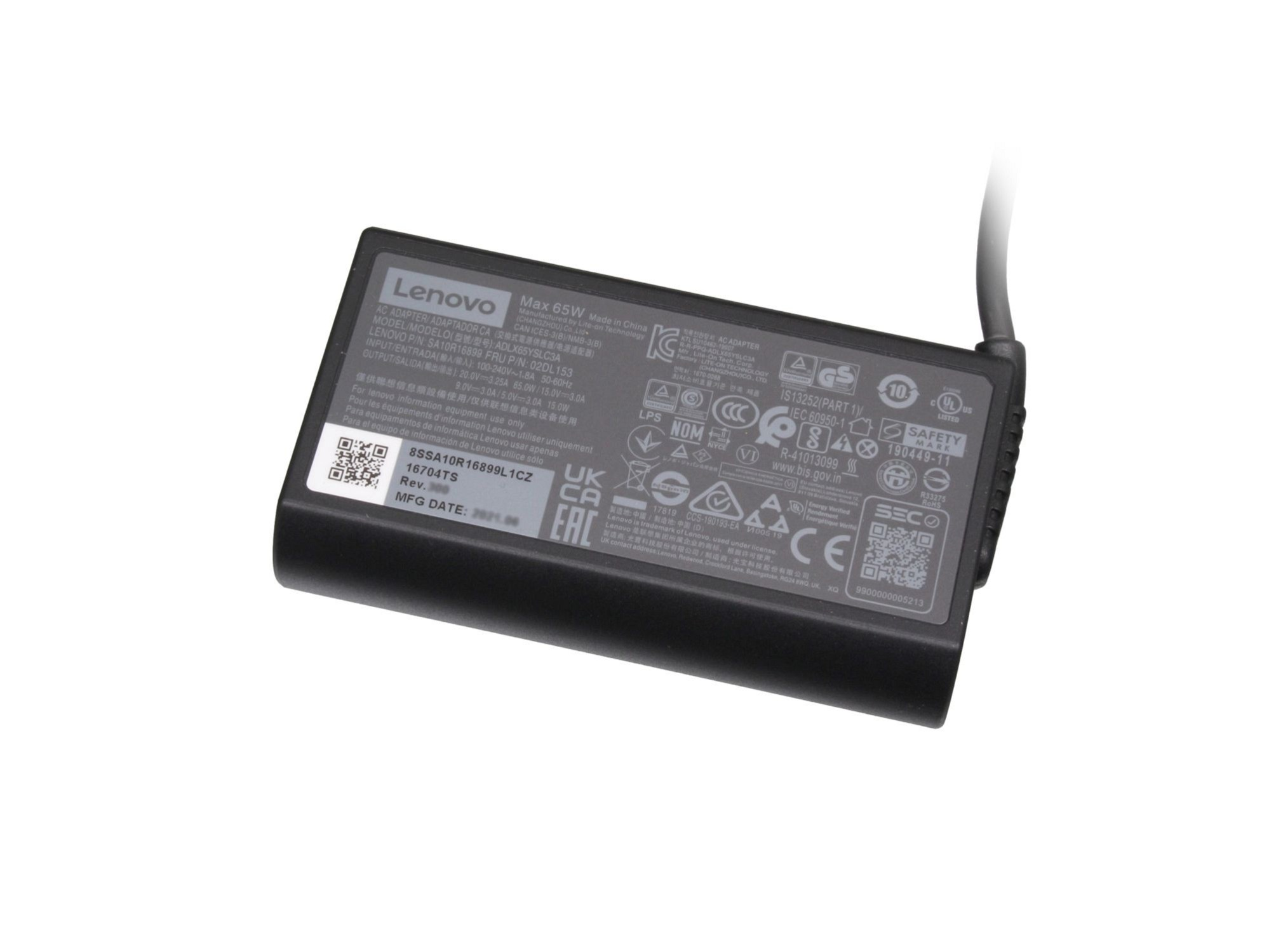 USB-C 02DL151 LENOVO 65 Original Netzteil Watt abgerundetes