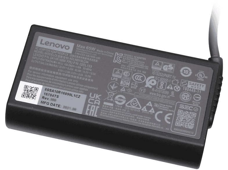 LENOVO 02DL151 abgerundetes Original USB-C Netzteil 65 Watt