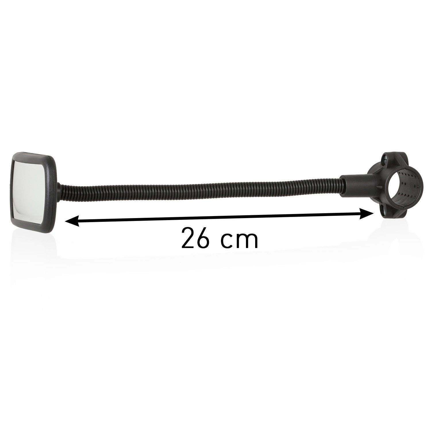 Rückspiegel mit flexiblem Arm, mit 26 cm Messung angezeigt.