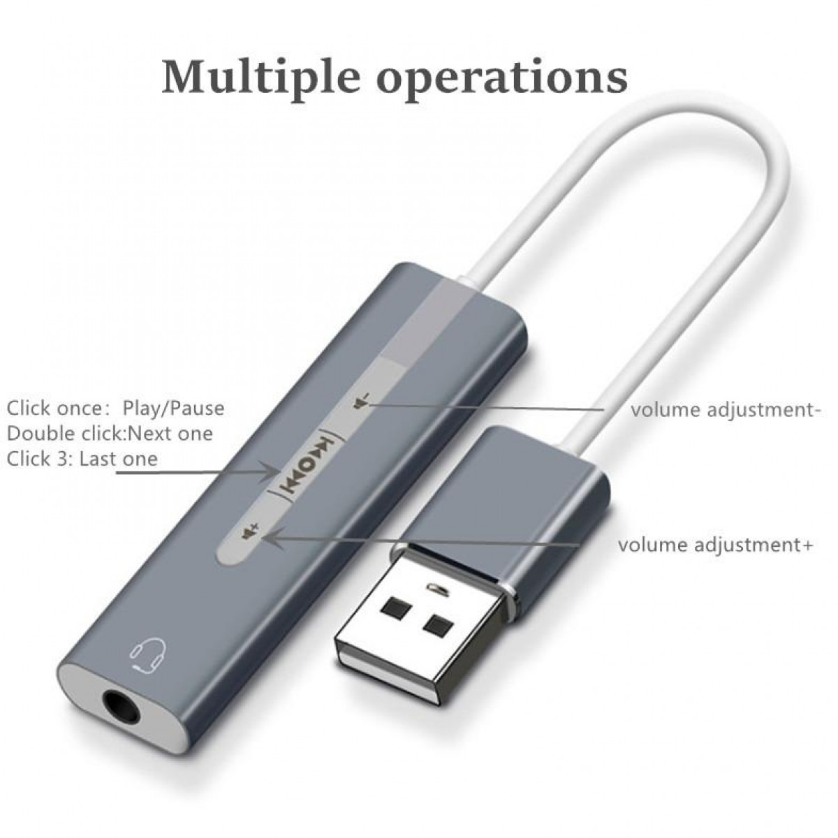 INF Externe Soundkarte USB 2.0 Konverter 3.5mm auf Adapter