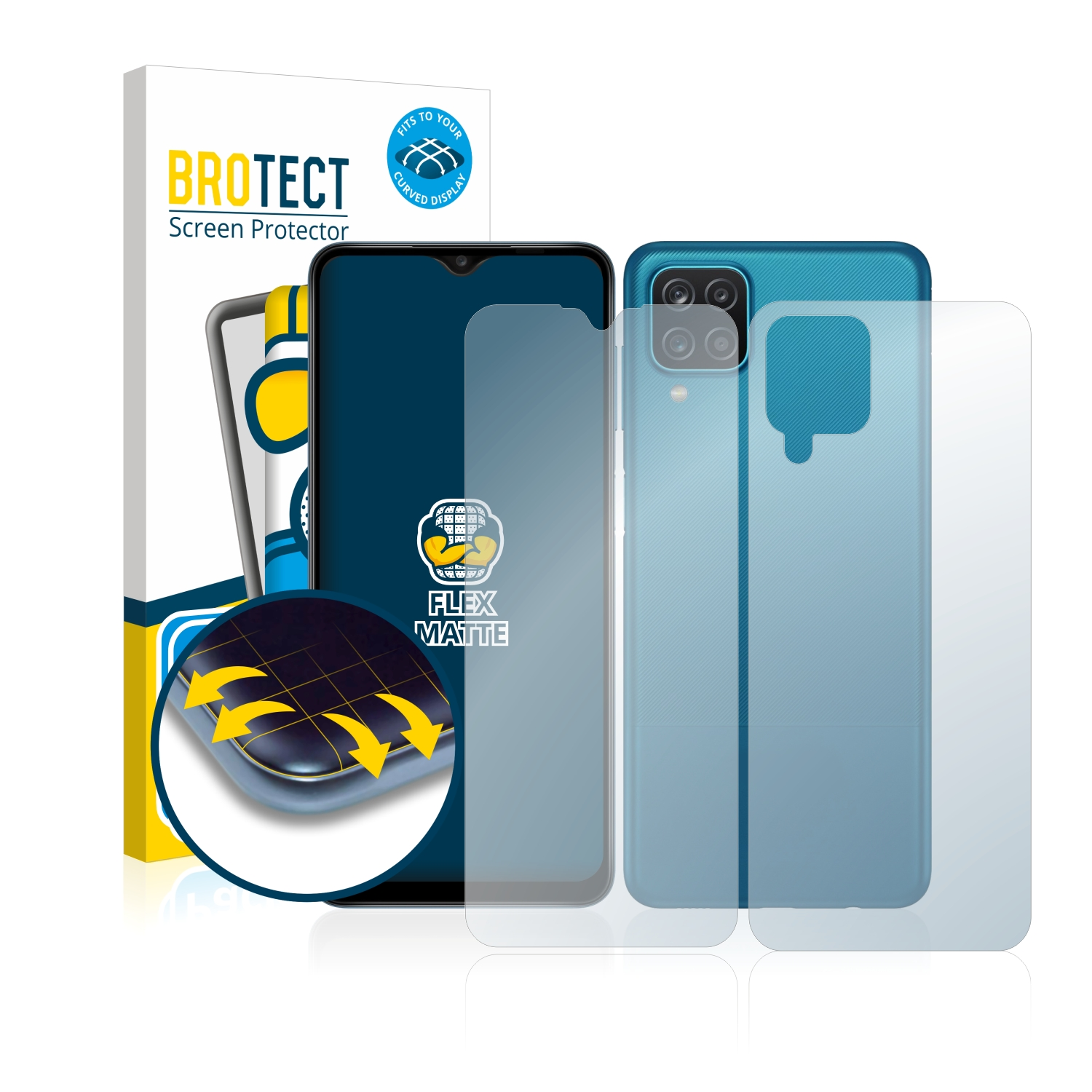 BROTECT 2x Flex matt Schutzfolie(für Samsung Full-Cover 3D Galaxy Curved A12)