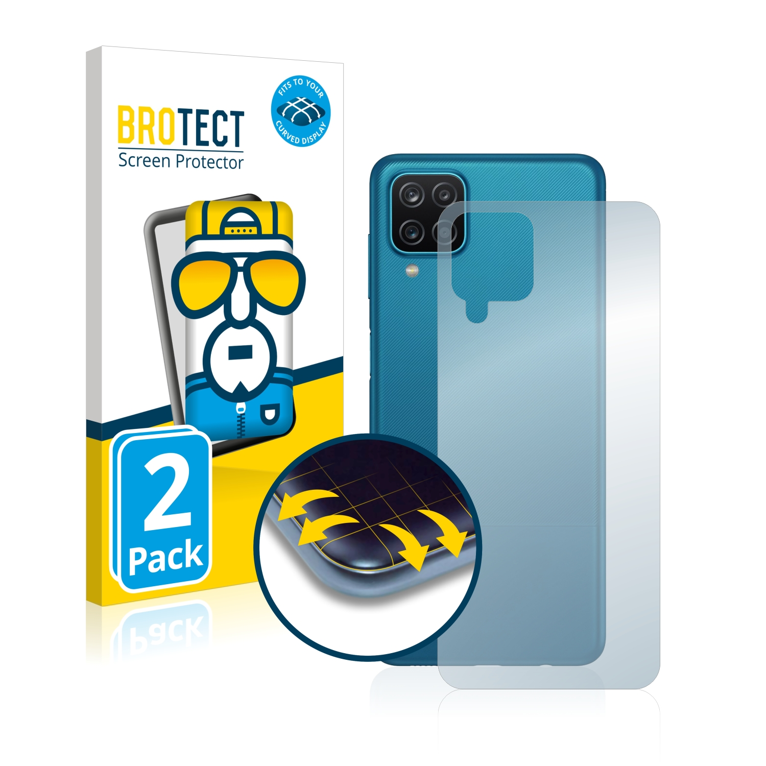 BROTECT 2x Flex Full-Cover Samsung Galaxy 3D Schutzfolie(für A12) Curved
