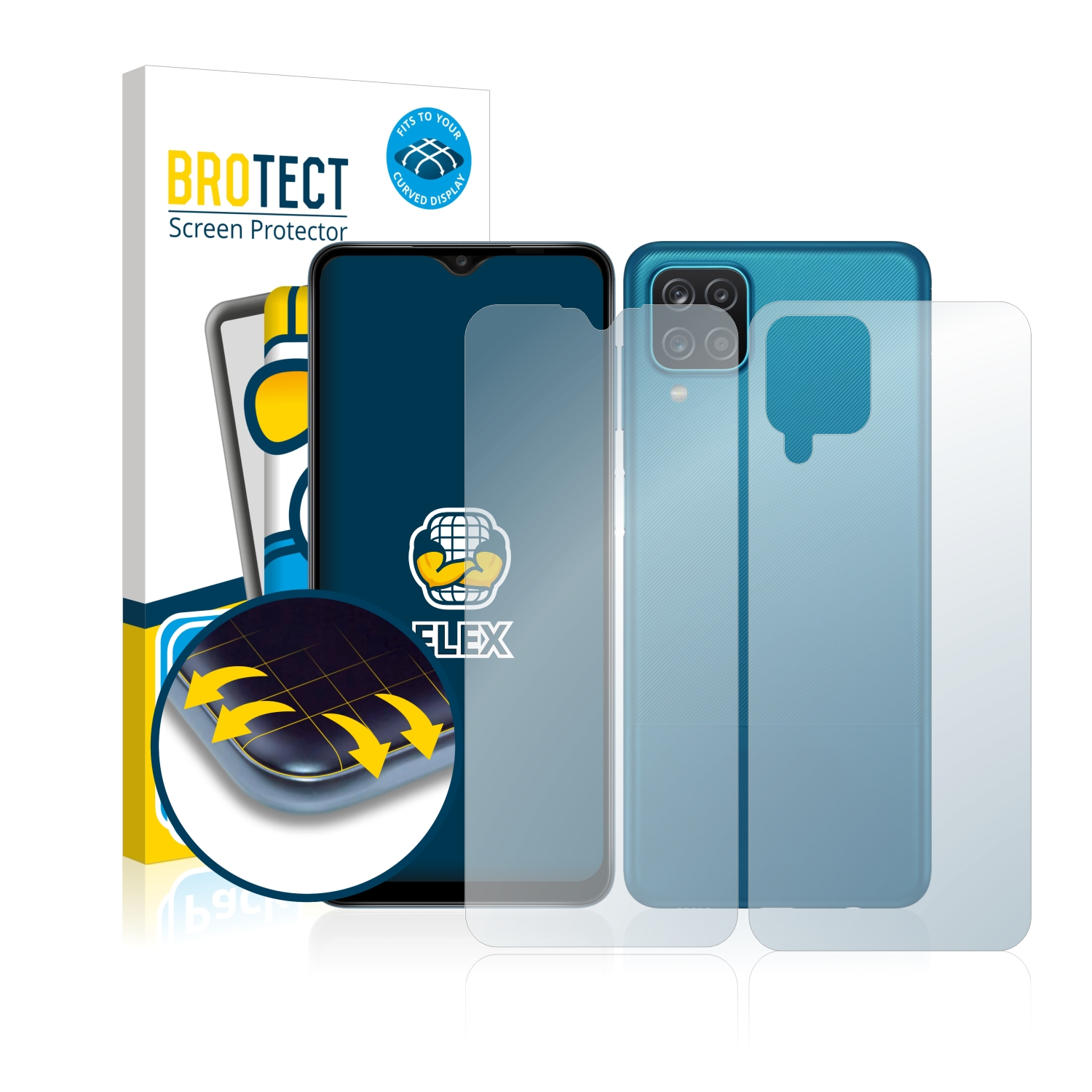 BROTECT 2x Flex Curved Galaxy 3D Full-Cover Samsung A12) Schutzfolie(für