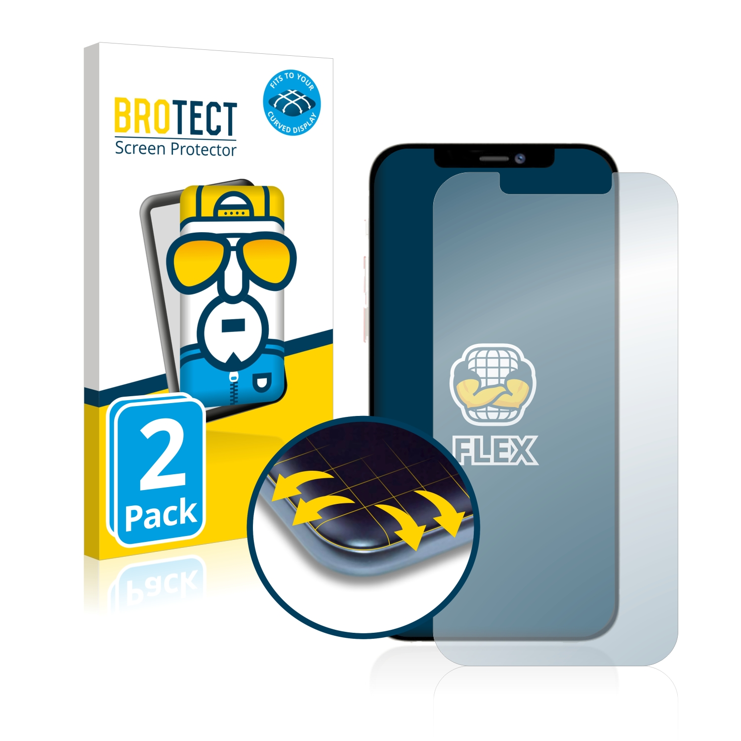 BROTECT 2x Flex 3D Pro 12 iPhone Apple Max) Schutzfolie(für Full-Cover Curved