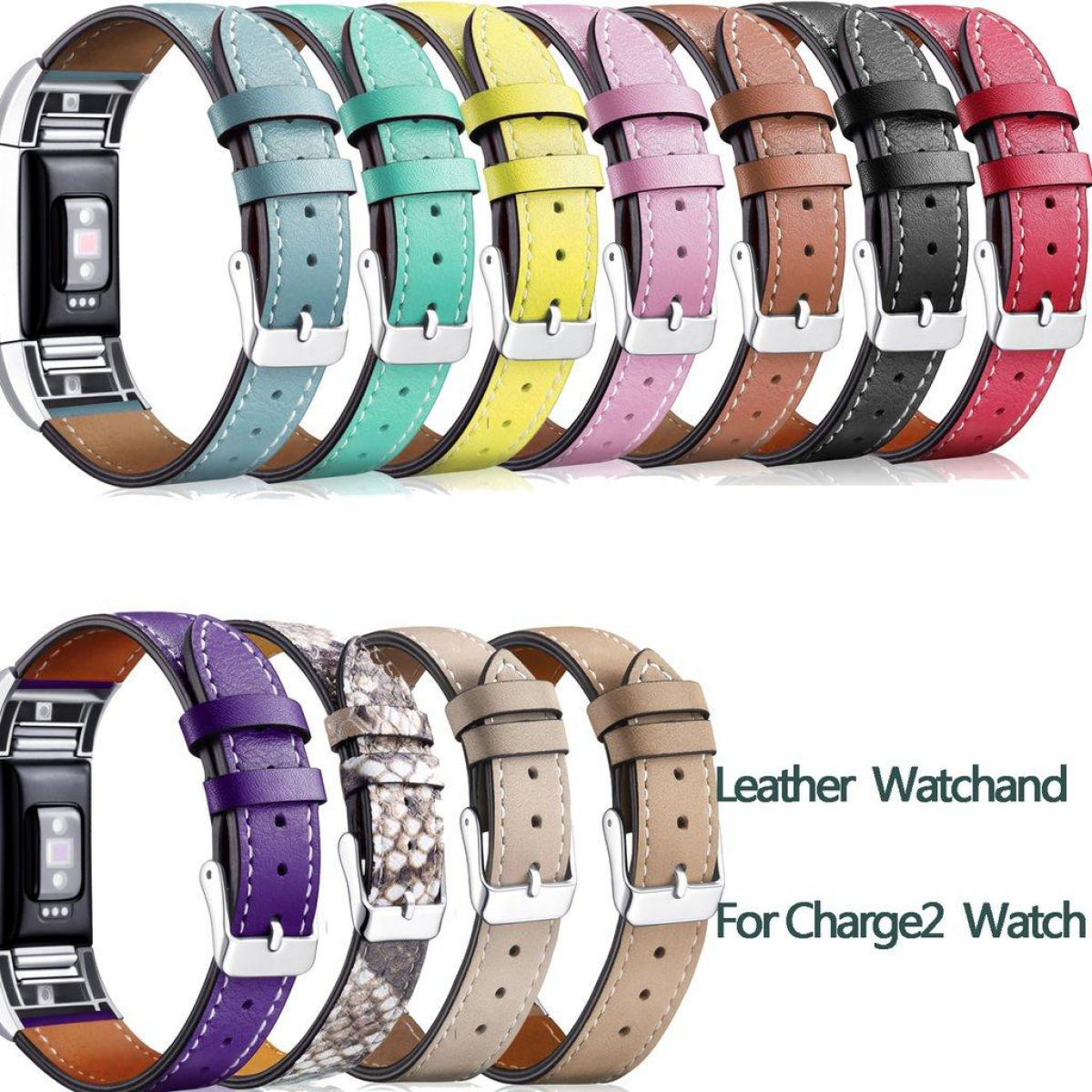 INF Fitbit Charge 2 Leder, Charge Braun Fitbit, 2, Ersatzband, Armband Echtes
