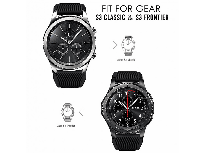 INF Armband fr Samsung Gear S3 Frontier/Classic 22mm, Ersatzband,  Ersatzarmband, Samsung Gear S3, Schwarz | MediaMarkt
