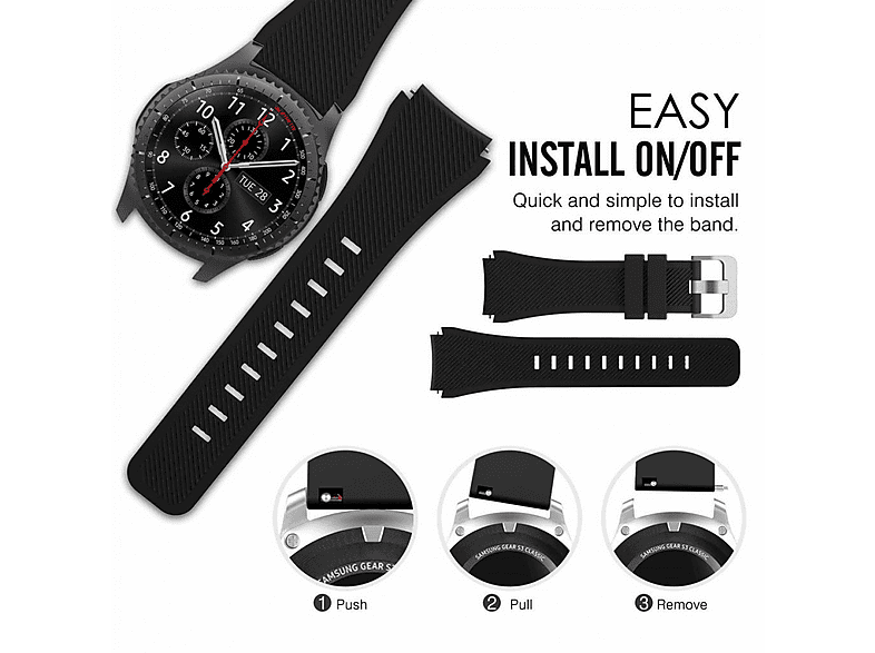 INF Armband fr Samsung Gear S3 Frontier/Classic 22mm, Ersatzband,  Ersatzarmband, Samsung Gear S3, Schwarz | MediaMarkt