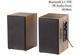 AUVISIO MSS-90.usb Aktiver Stereo-Regallautsprecher Lautsprecher, braun)