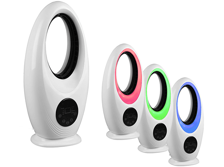 Fernbedienung Weiß Bodenventilator (60 Lüfter Farbwechsel RGB Design mit & LEUCHTEN Watt) REALITY