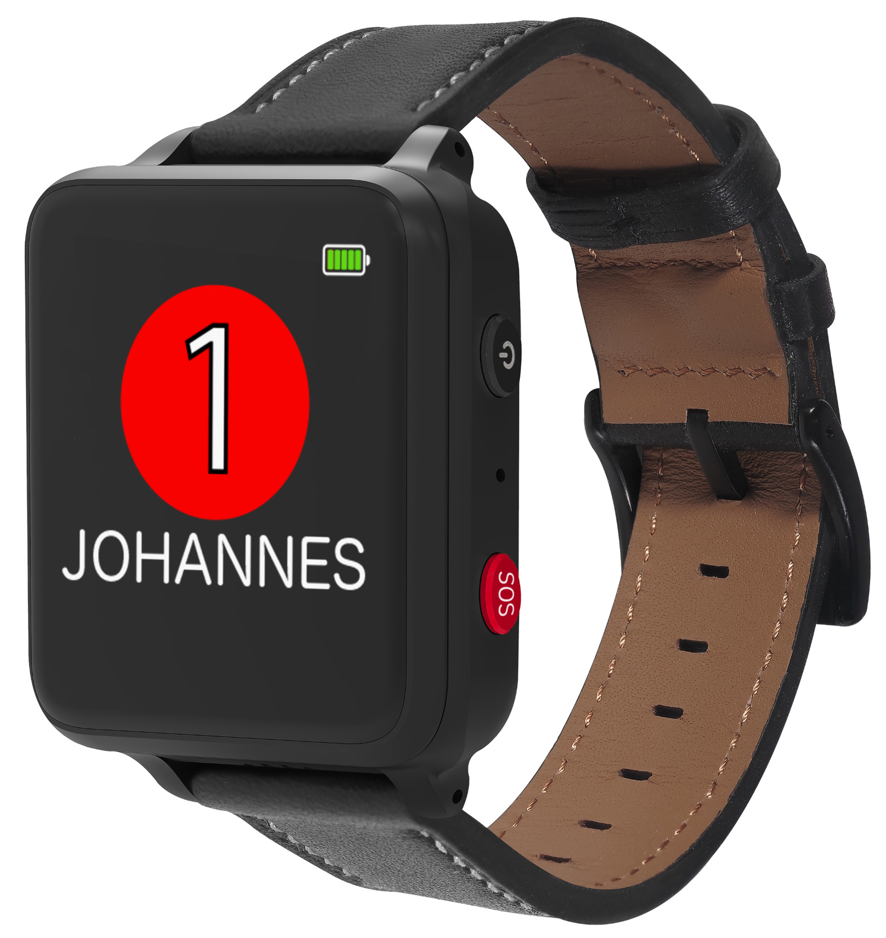 ANIO + Care Smartwatch Leder, schwarz
