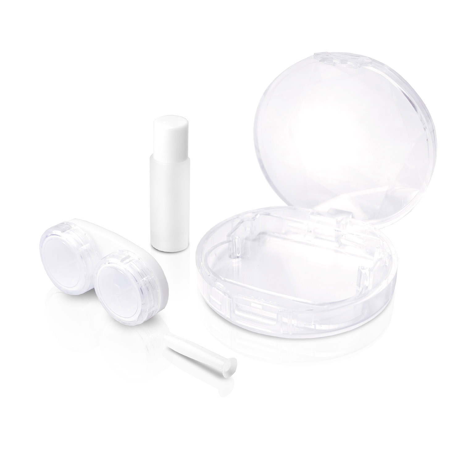 für Lösung-Behältnis Kontaktlinsen Kit Behälter(L+R), und Linsensauger, Kontaktlinsen WHITE 4-in-1 Set Travel mit 4in1 Case, Travel harte JB