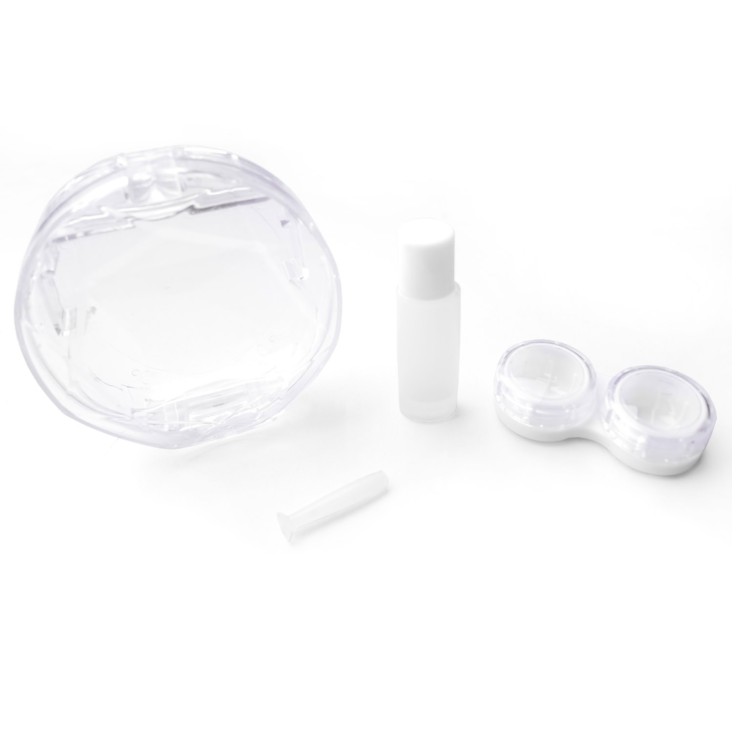 Travel Kontaktlinsen WHITE JB harte für Kontaktlinsen Kit Set 4-in-1 mit und Linsensauger, Lösung-Behältnis Travel 4in1 Case, Behälter(L+R),