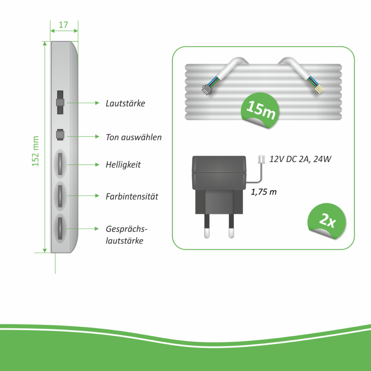 DV477IP2 Aluminium Türsprechanlage Gebürstetes und App, mit Monitor Verdrahtete ELRO