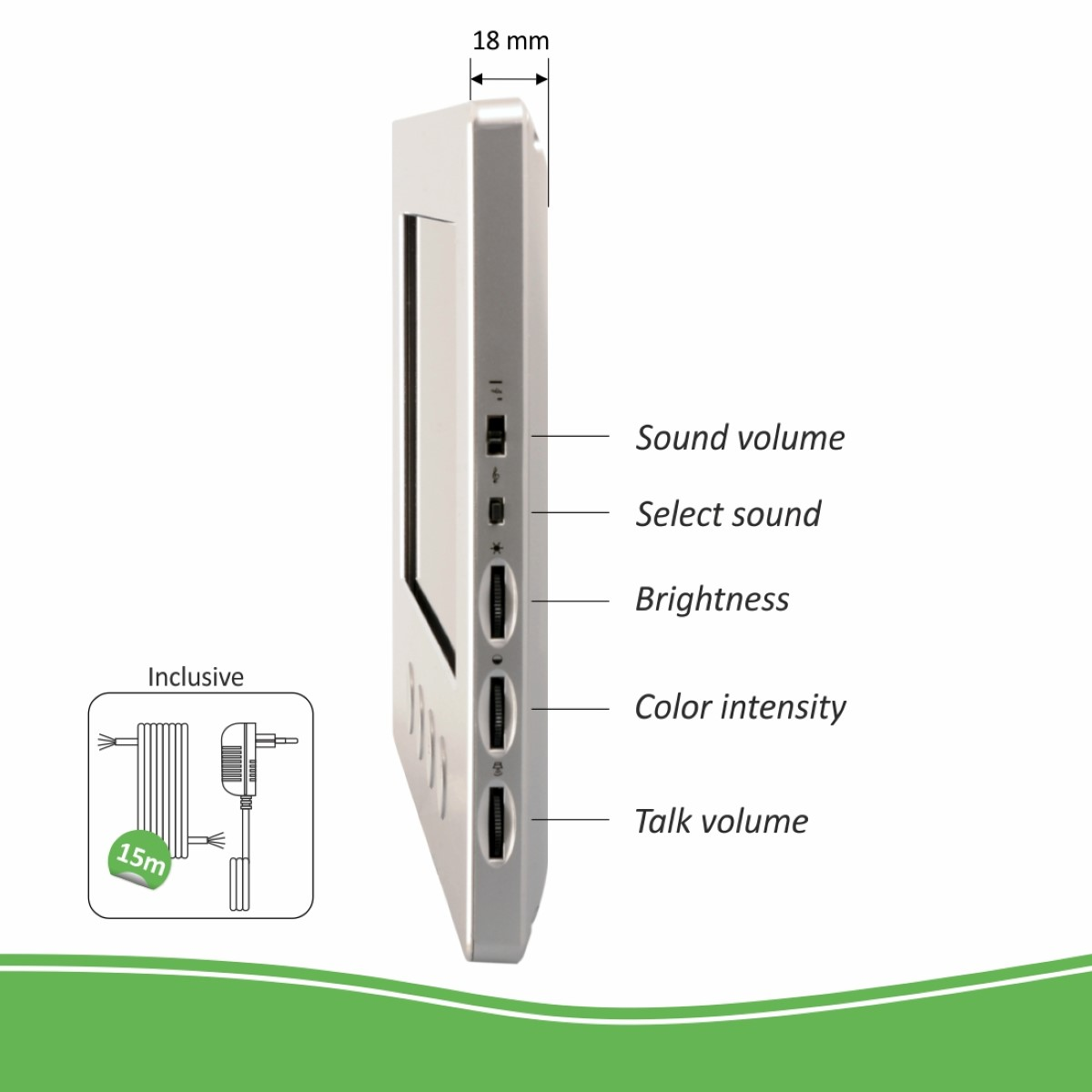 Extra DV477W-M Monitor, Gebürstetes Aluminium ELRO