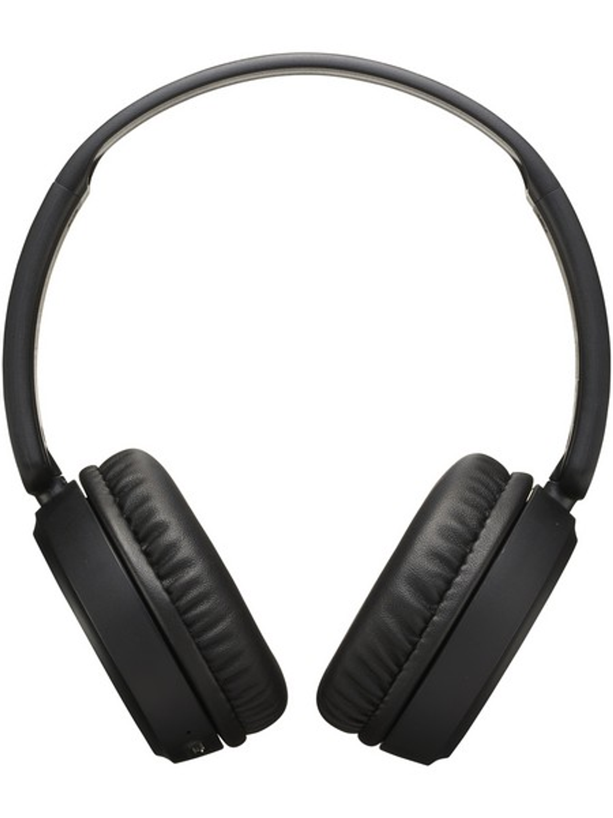 Schwarze Kopfhörer auf weißem Hintergrund. Ohrmuscheln und Kopfband sichtbar.
