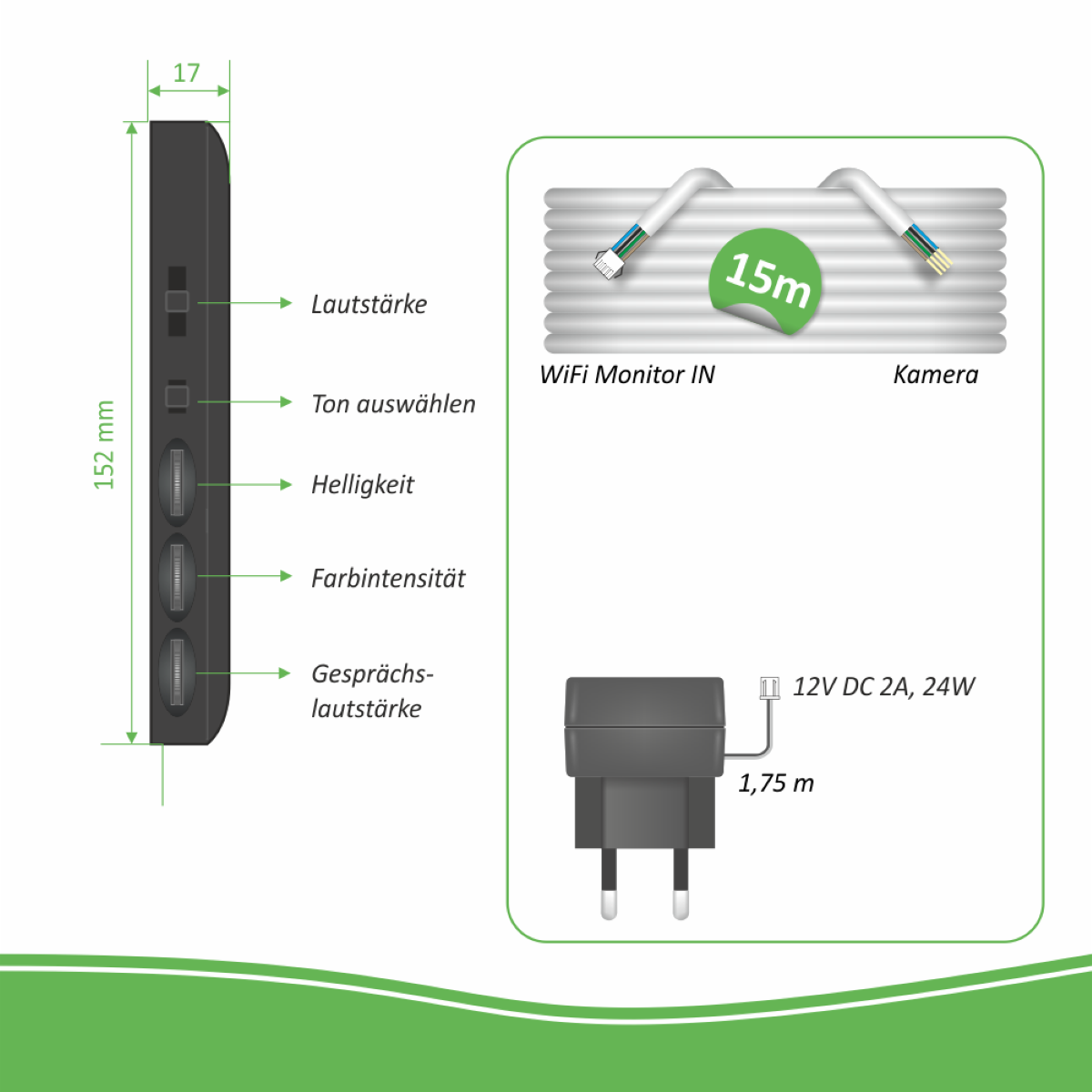 ELRO DV50 und mit Türsprechanlage Schwarz App, Verdrahtete Monitor