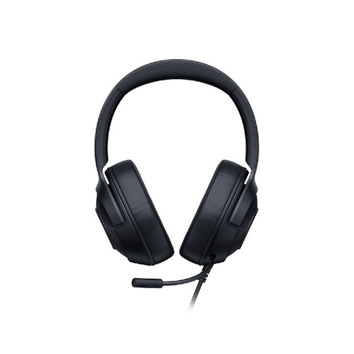 Czarne słuchawki nauszne z mikrofonem. Słuchawki na białym tle.