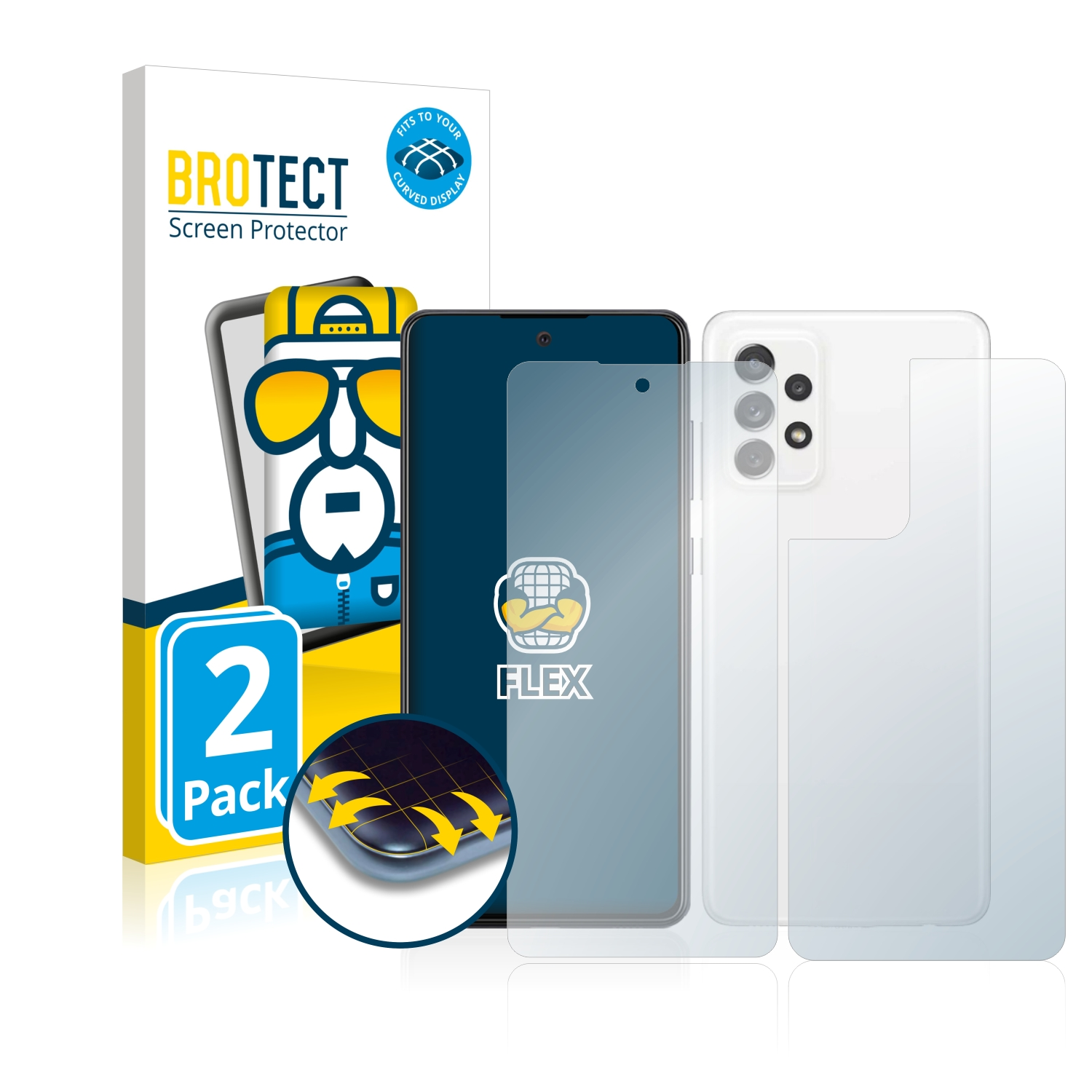 BROTECT 2x Flex Full-Cover A72 Curved 5G) Schutzfolie(für Galaxy 3D Samsung