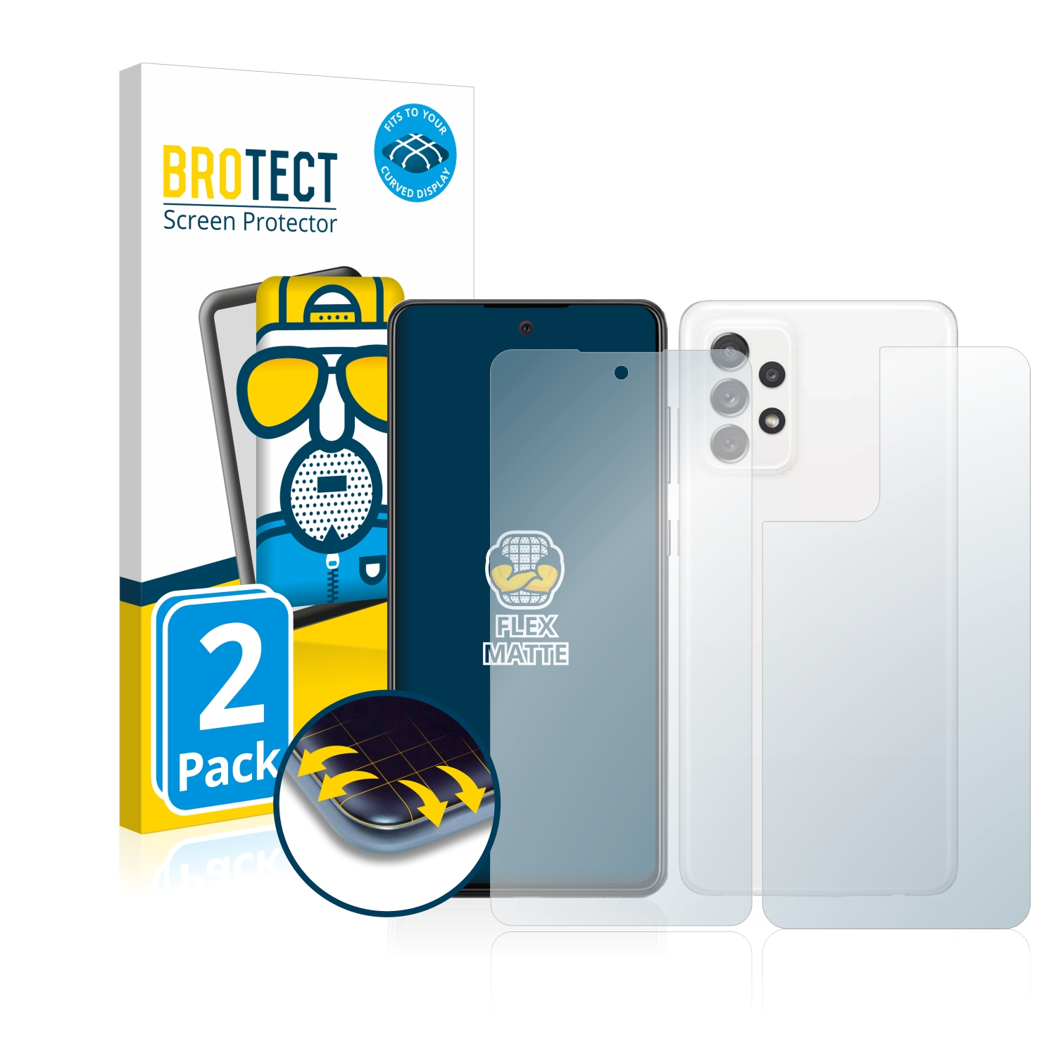 BROTECT 5G) Flex Galaxy 3D matt Curved Schutzfolie(für Samsung 2x A72 Full-Cover