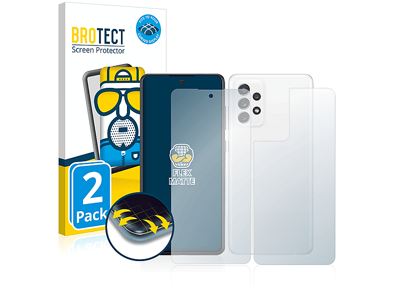 BROTECT 2x Flex matt Galaxy Full-Cover 3D Schutzfolie(für Samsung A72 5G) Curved