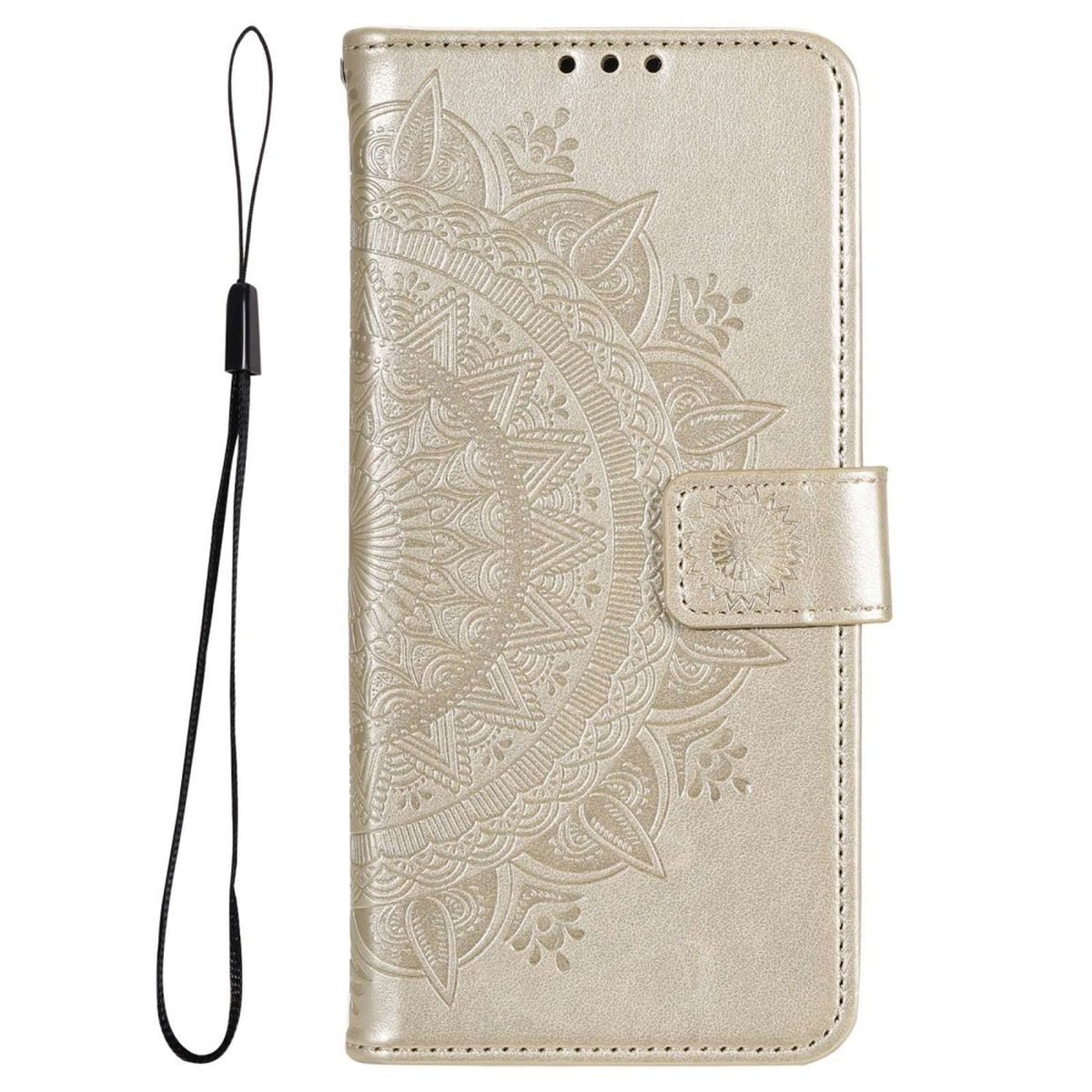 mit M33 COVERKINGZ 5G, Samsung, Klapphülle Galaxy Bookcover, Mandala Muster, Gold