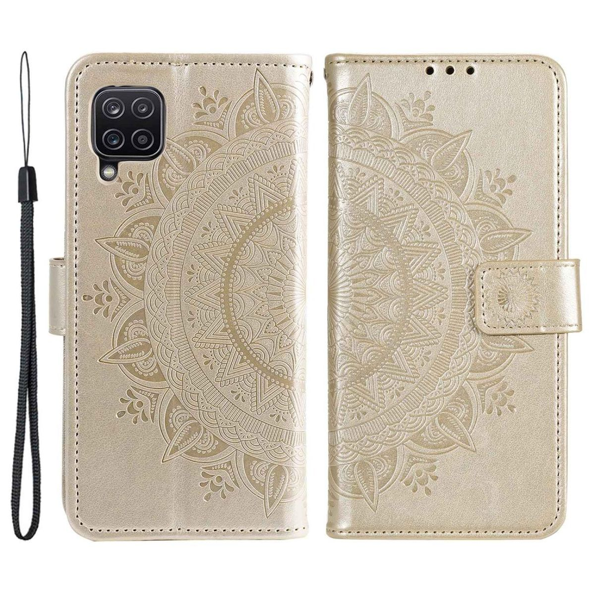COVERKINGZ Klapphülle Mandala Samsung, Gold Muster, Bookcover, 5G, mit Galaxy M33