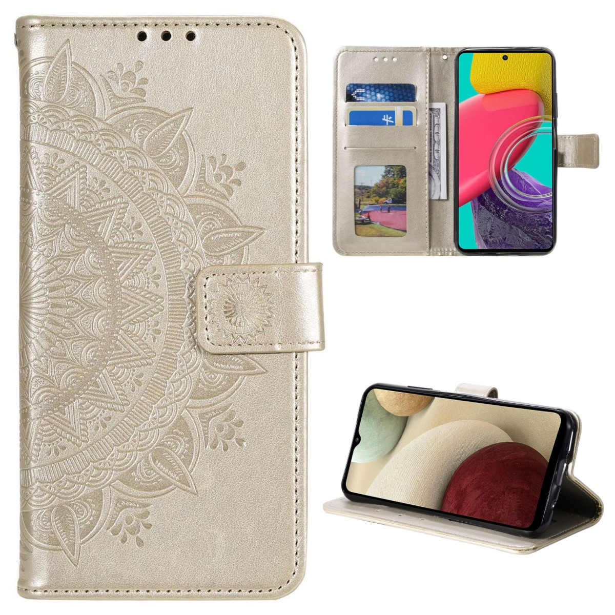COVERKINGZ Klapphülle Samsung, Galaxy mit Gold 5G, Muster, Bookcover, M53 Mandala