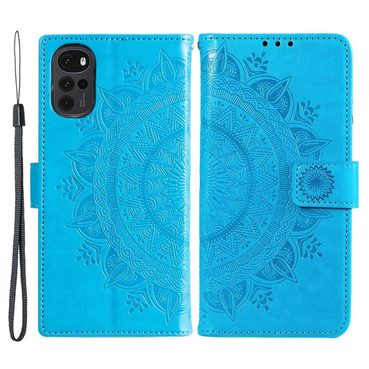 COVERKINGZ Klapphülle mit Mandala Bookcover, Muster, Galaxy 5G, Blau M53 Samsung