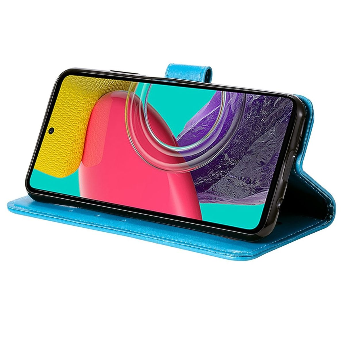 COVERKINGZ Klapphülle mit Mandala Muster, Samsung, Bookcover, Blau M53 Galaxy 5G