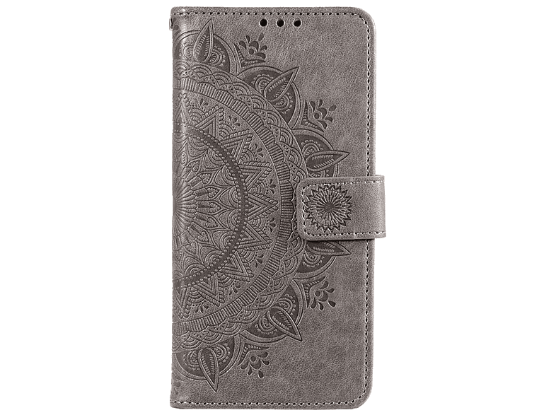 COVERKINGZ Klapphülle mit Mandala Muster, Bookcover, Samsung, Galaxy M53 5G, Grau