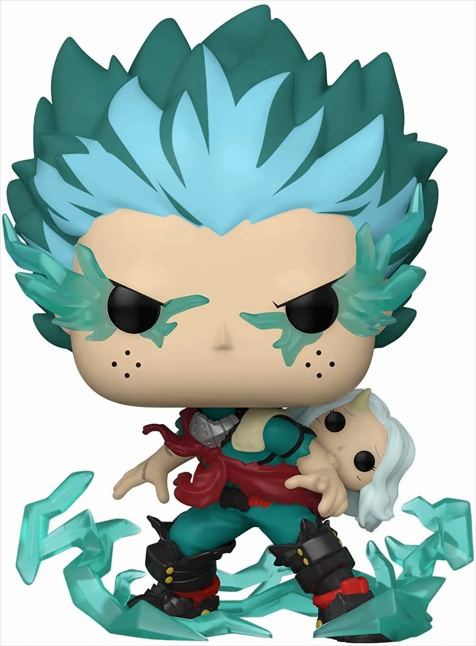 Funko Pop Figur einer My Hero Academia-Figur mit blauem Haar und Kostüm.