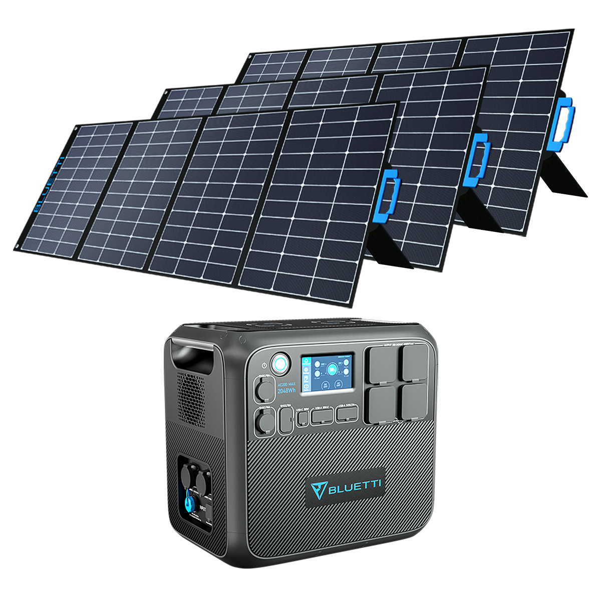 mit Stromerzeuger Solarpanel Schwarz 350W Mono BLUETTI Tragbar Pcs AC200MAX LiFeO4 Solarpanel Solargenerator 2048 3 PV350 MPPT Wh
