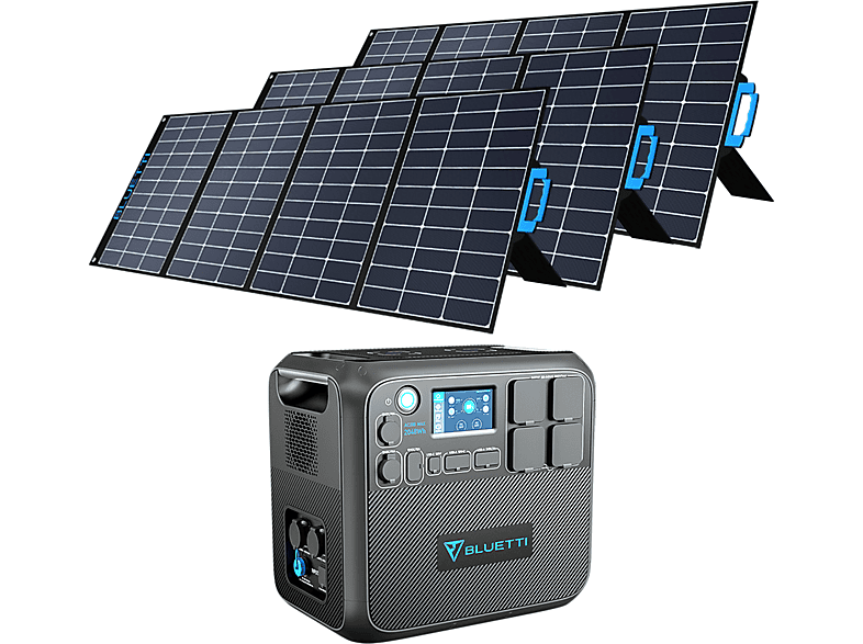 BLUETTI AC200MAX MPPT Tragbar mit Pcs LiFeO4 Stromerzeuger 3 Solarpanel Solarpanel 2048 350W Wh Schwarz PV350 Solargenerator Mono