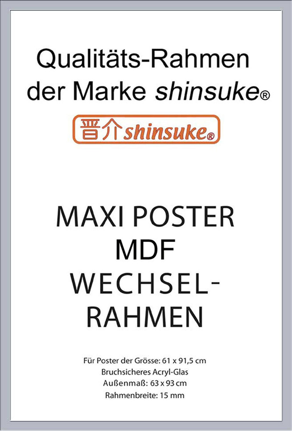 Maxi Rahmen silber MDF 61x91,5 cm -