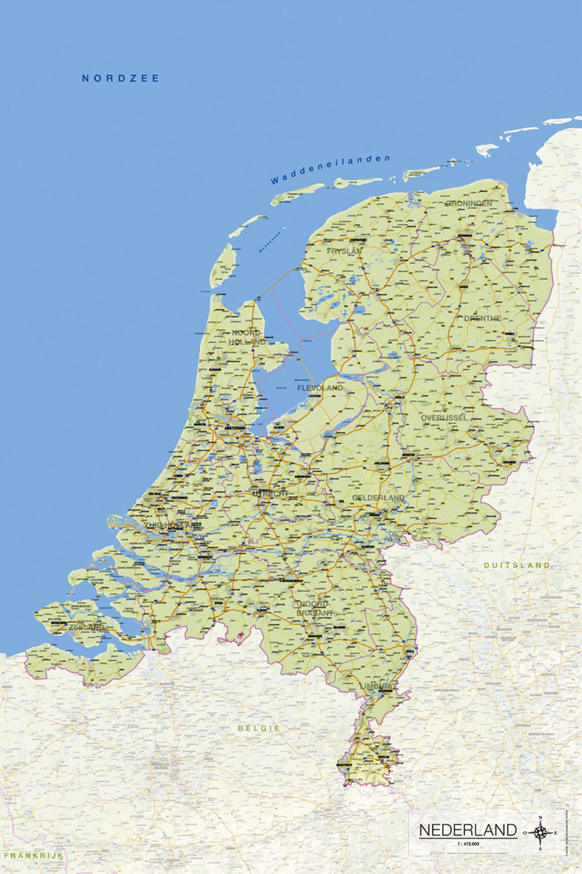 Landkarte der Niederlande - Ausführung niederländische