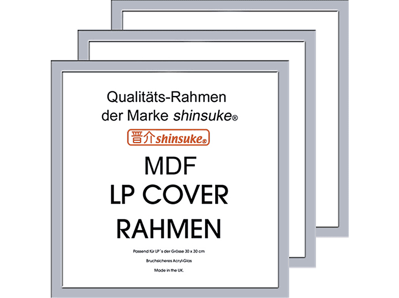 LP Plattencover MDF Rahmen innen 3er-Set silber - 31,5x31,5